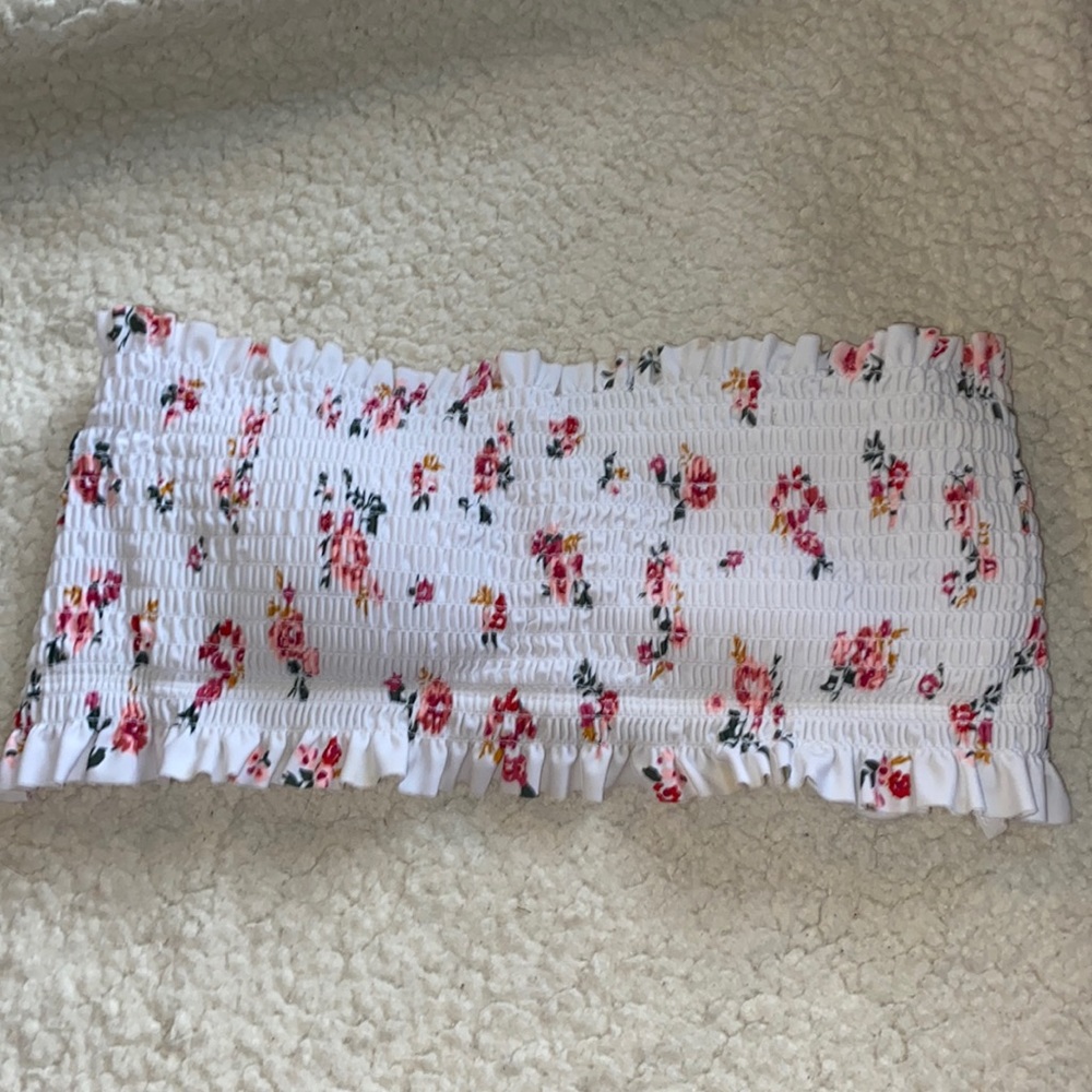 strapless floral bikini top